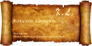 Kotvics Levente névjegykártya